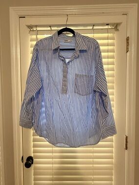 Sonoma Blue and White Striped Casual Button-Down Shirt